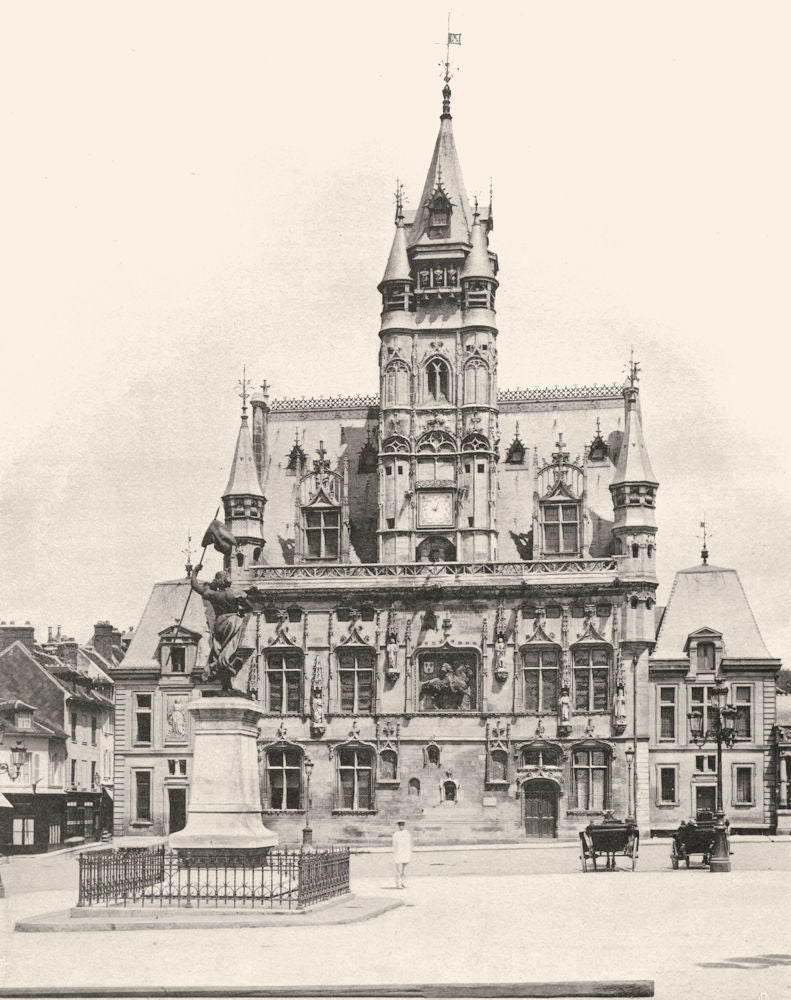 OISE. L'Hôtel de ville, à Compiègne 1902 old antique vintage print picture